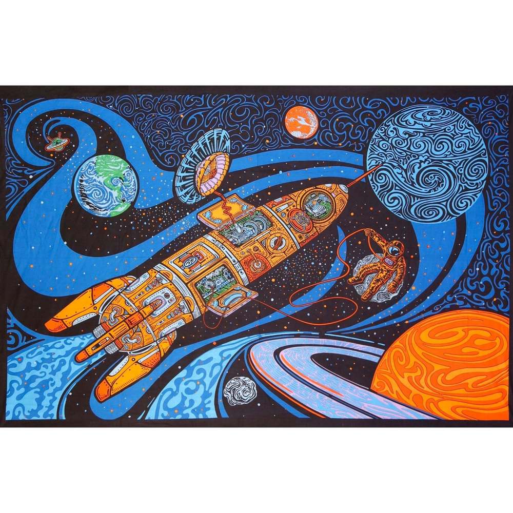 3D Blast Off Outer Space Tapestry by Sunshine Joy